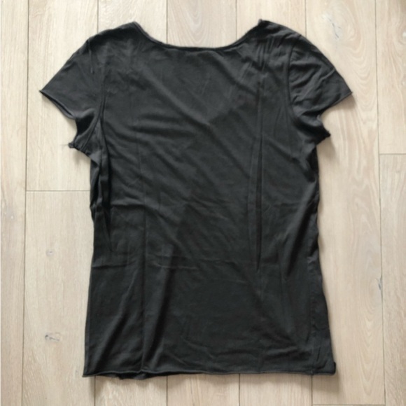 All Saints Raw Hem V Neck T Shirt in Faded Black Size XS - Picture 3 of 9